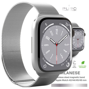 Pasek ze stali nierdzewnej Puro Milanese do Apple Watch 42 / 44 / 45 / 49 mm - srebrny