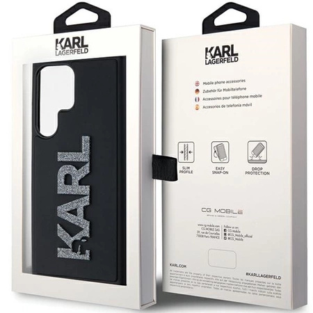 Etui Karl Lagerfeld 3D Rubber Glitter Logo na Samsung Galaxy S23 Ultra - czarne