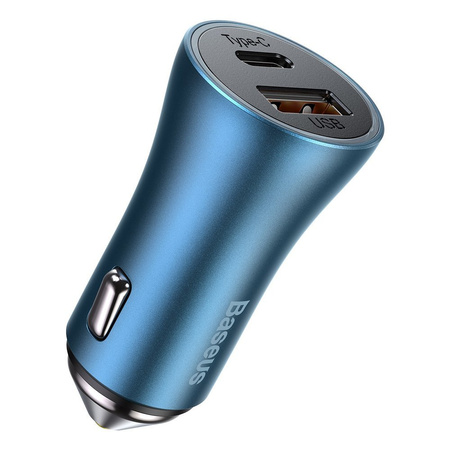 BASEUS ŁADOWARKA DO AUTA USB 40 W KABEL USB TYP C - LIGHTNING NIEBIESKI