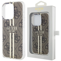 Etui Guess IML 4G Gold Stripe na iPhone 15 Pro Max - brązowe