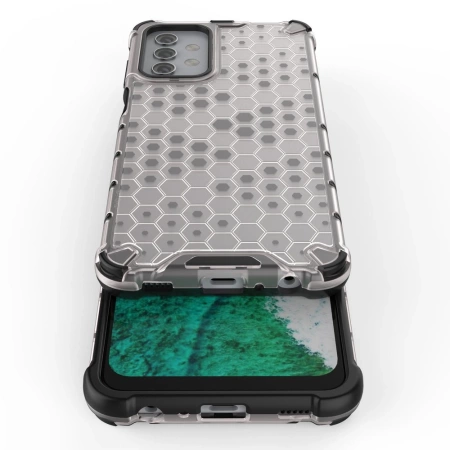 HURTEL ETUI HONEYCOMB DO SAMSUNG GALAXY A32 5G Z ŻELOWĄ RAMKĄ PRZEZROCZYSTE