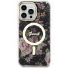 Etui Guess GUHMP14XHCFWSK na iPhone 14 Pro Max 6.7" - czarne Flower MagSafe