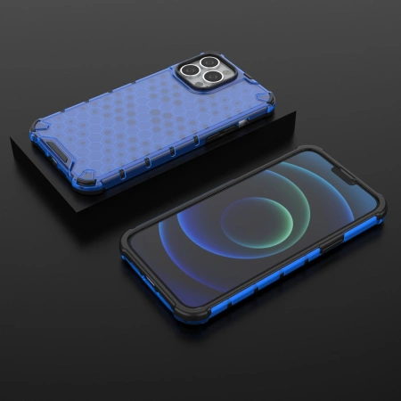 HURTEL ETUI PANCERNE HONEYCOMB Z ŻELOWĄ RAMKĄ DO IPHONE 13 PRO MAX OCHRONNE