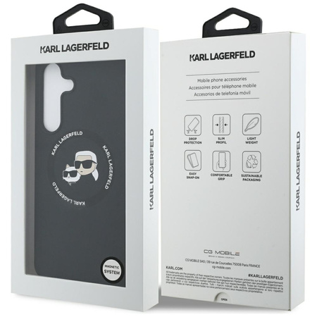 Etui Karl Lagerfeld Silicone             Karl&Choupette Heads MagSafe do Samsung Galaxy S25 FE czarny