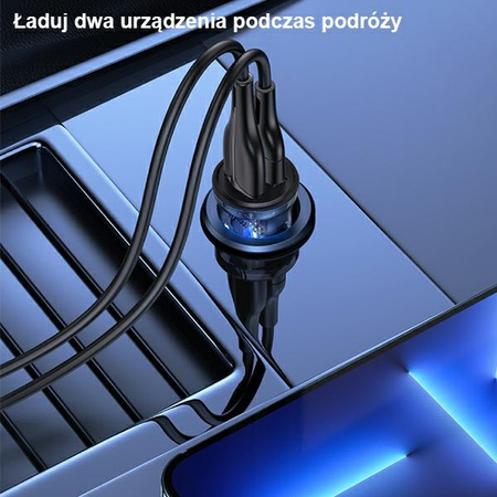 USAMS ŁADOWARKA 2XUSB-A DO SAMOCHODU DO TELEFONÓW 3A DO SZYBKIEGO ŁADOWANIA