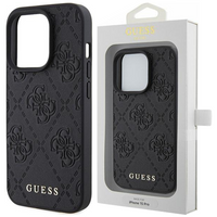 Etui Guess Leather 4G Stamped na iPhone 15 Pro - czarne