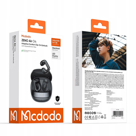 MCDODO SŁUCHAWKI BEZPRZEWODOWE POWIETRZNE Z KLIPSEM NA UCHO BLUETOOTH ETUI