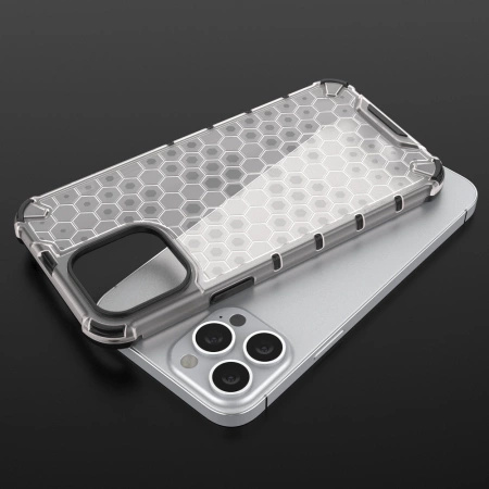 HURTEL HONEYCOMB ETUI DO IPHONE 13 PRO MAX PRZEZROCZYSTE Z ŻELOWĄ RAMKĄ