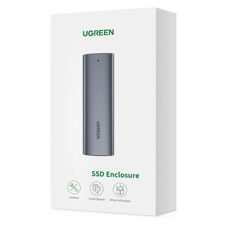 Ugreen kieszeń na dysk obudowa dysku twardego M.2 B-Key SATA 3.0 5Gbps szary + kabel USB Typ C (CM400)