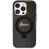 Etui Guess Ring Stand Script Glitter MagSafe na iPhone 13 Pro Max - czarne