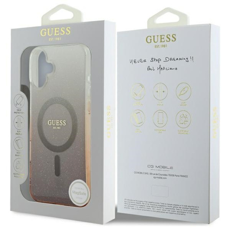 GUESS ETUI HARDCASE DO IPHONE 16 6.1 DO MAGSAFE GLITTER GRADIENT POKROWIEC