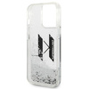 Etui Karl Lagerfeld KLHCP14LLBKLCS na iPhone 14 Pro - srebrne Liquid Glitter Big KL