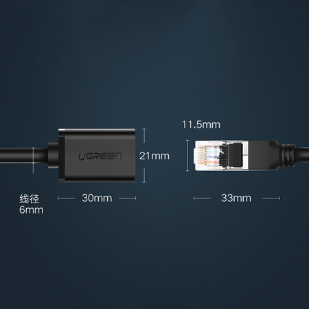 Ugreen przedłużacz kabel internetowy Ethernet RJ45 Cat 6 FTP 1000 Mbps 5 m czarny (NW112 11283)