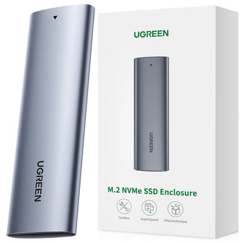 Ugreen kieszeń na dysk SSD M.2 obudowa dysku USB 3.2 Gen 2 (SuperSpeed USB 10 Gbps) + kabel USB Typ C 0,5m szary (CM400 10902)