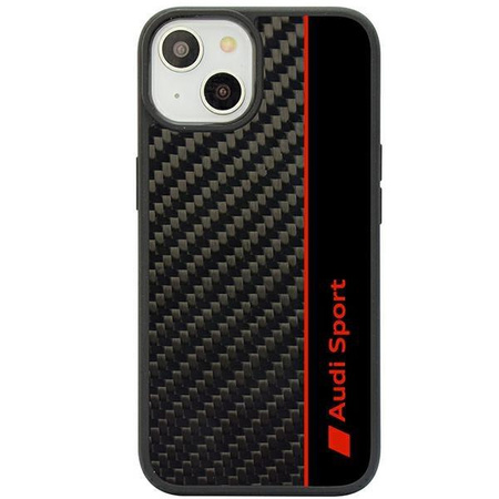 Etui Audi Carbon Fiber Stripe na iPhone 14 - czarne AUS-TPUPCIP14-R8/D1-BK