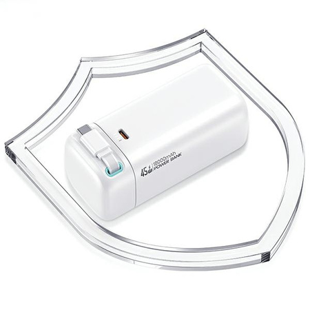 USAMS Powerbank ze zwijanym kablem USB-CRetractable 18000 mAh PD45W Fast Charge XMF Series biały/white 20KCD21602 (US-CD216)