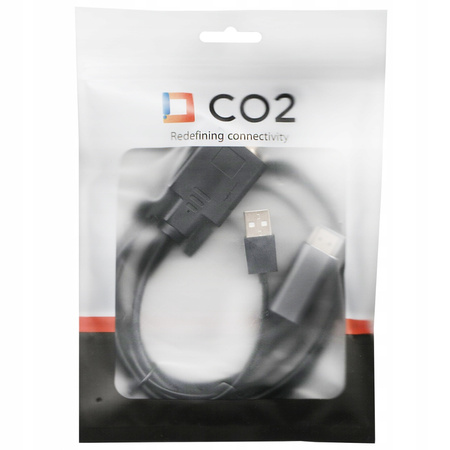CO2 KABEL VGA - HDMI PRZEJŚCIÓWKA KONWERTER ADAPTER AUDIO FULL HD 60HZ 1M