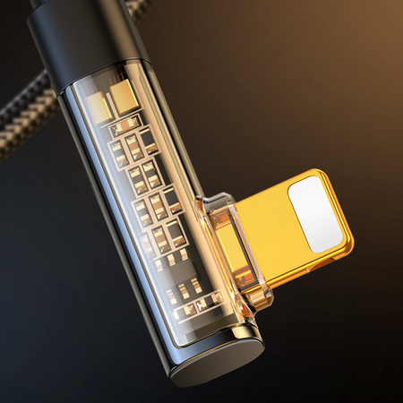 Joyroom kabel Lightning kątowy - USB do szybkiego ładowania i transferu danych 2.4A 1,2 m czarny (S-UL012A6)