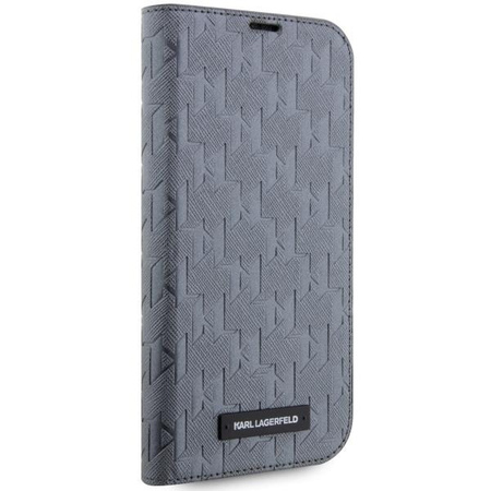 Etui Karl Lagerfeld KLBKP14XSAKLHPG na iPhone 14 Pro Max 6.7" bookcase - srebrne Saffiano Monogram