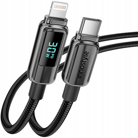 INNOSTYLE KABEL Z WYŚWIETLACZEM USB-C LIGHTNING DO IPHONE 12 13 14 30W 1M