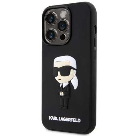 Etui Karl Lagerfeld KLHCP14X3DRKINK na iPhone 14 Pro Max 6.7" - czarne Rubber Ikonik 3D