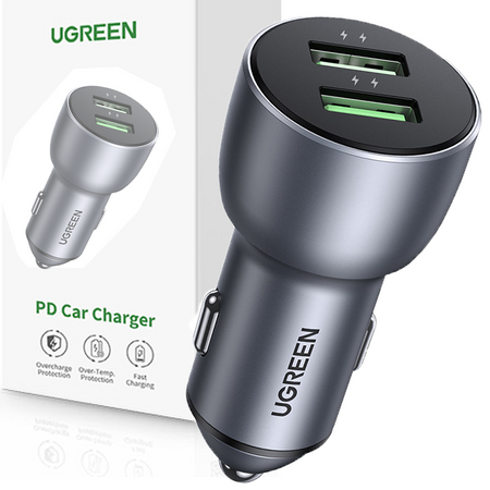 UGREEN ŁADOWARKA SAMOCHODOWA 2X USB 36W Q.CHARGE SCP/FCP/AFC SZARA