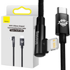 Baseus MVP 2 Elbow kątowy kabel przewód Power Delivery z bocznym wtykiem USB Typ C / Lightning 2m 20W czarny (CAVP000301)