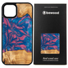Etui z drewna i żywicy na iPhone 15 Plus Bewood Unique Vegas - różowo-niebieskie