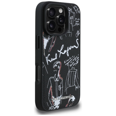 Etui Karl Lagerfeld Grained Pattern &    Logo MagSafe do iPhone 16 Pro Max czarny