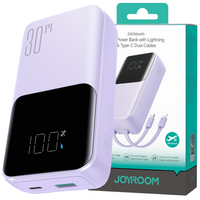 Mini powerbank z wbudowanymi kablami Joyroom JR-PBC07 20000mAh 30W - fioletowy