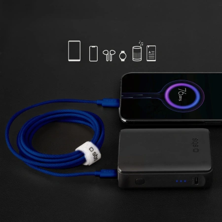 SBS KABEL USB-C 1,5M 60W DO TELEFONÓW Z OPLOCHEM DO ŁADOWANIA SZYBKIEGO