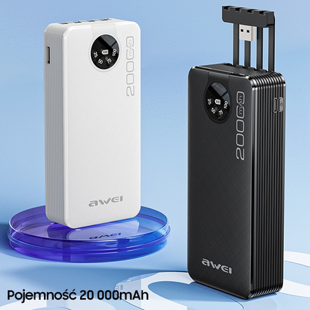 AWEI POWERBANK P134K 20000MAH DO TELEFONÓW Z WYŚWIETLACZEM USB PD Z