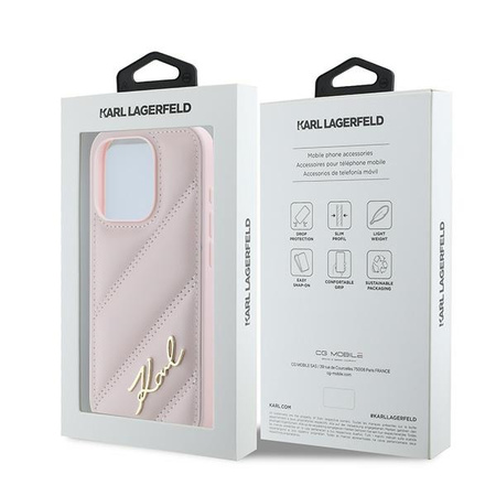 KARL LAGERFELD ETUI HARDCASE DO IPHONE 15 PRO 6.1 Z DIAGONAL QUILTED SCRIPT