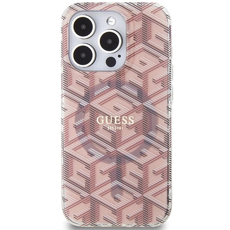 Etui Guess IML GCube MagSafe na iPhone 15 Pro Max - różowe