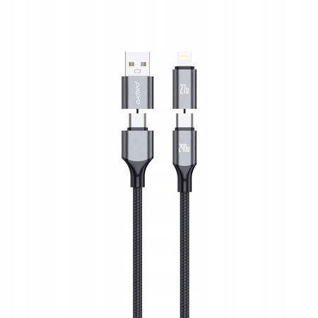 PALPRO KABEL USB-C/USB-A USB-C/LIGHTNING SZYBKIE ŁADOWANIE 240W 1M