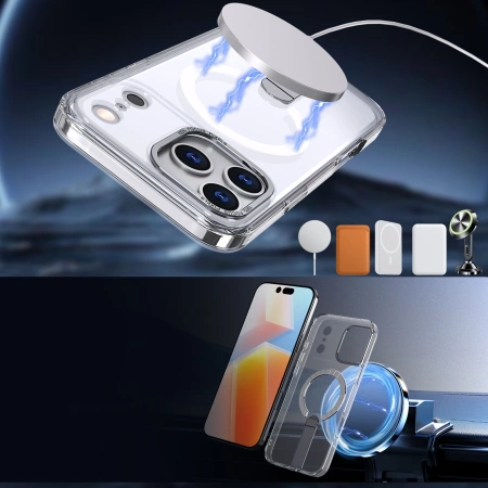 Etui Hybrid Armor X na Samsung Galaxy S25 FE z podstawką kompatybilne z MagSafe - przezroczyste