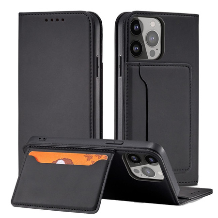 Magnet Card Case etui iPhone 14 Plus pokrowiec z klapką portfel podstawka czarne