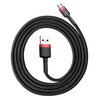 Baseus Cafule Cable wytrzymały nylonowy kabel przewód USB / micro USB QC3.0 2.4A 1M czarno-czerwony (CAMKLF-B91)