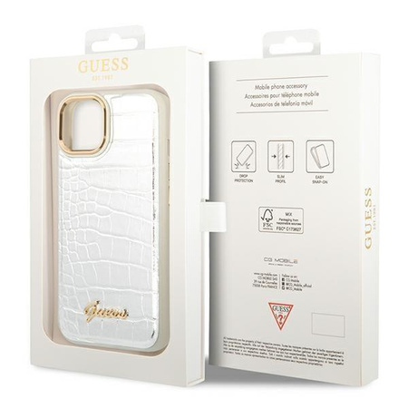 Guess GUHCP14SHGCRHS iPhone 14 6,1" srebrny/silver hardcase Croco Collection