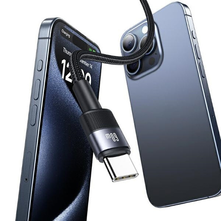USAMS KABEL USB-C NA USB-C 60W DO TELEFONÓW SZYBKIE ŁADOWANIE 1,2M STALOWY