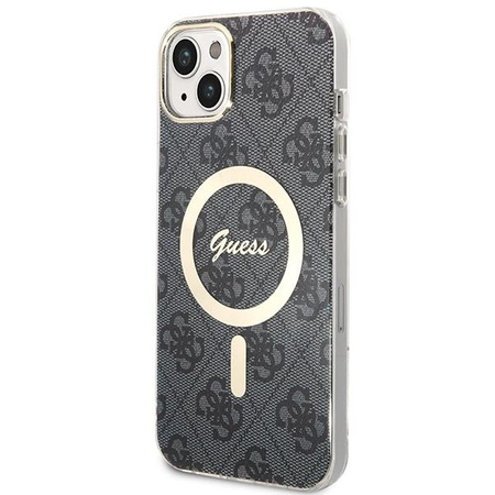 Guess zestaw ładowarka MagSafe + etui do iPhone 14 6,1" czarne 4G Print (GUBPP14SH4EACSK)