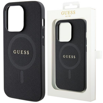Etui Guess GUHMP14LPSAHMCK na iPhone 14 Pro - czarne Saffiano MagSafe