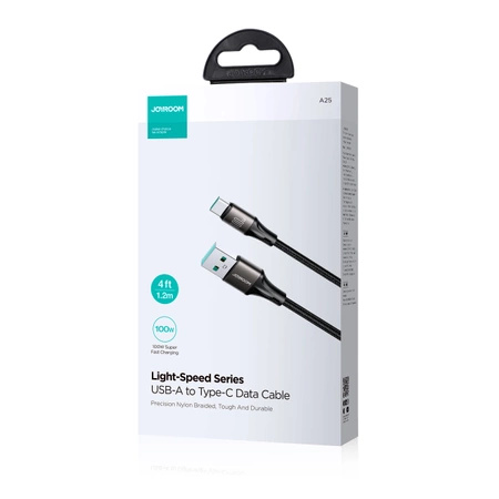 Kabel Joyroom Light-Speed Series SA25-AC6 USB-A / USB-C szybki transfer 100W 1.2m - czarny