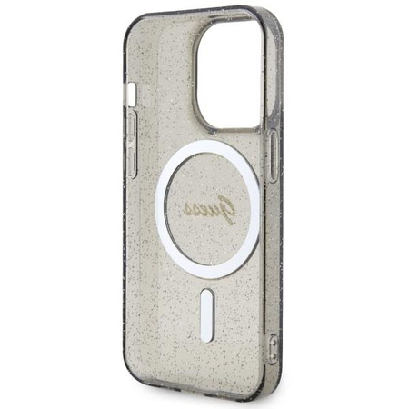 Etui Guess GUHMP14XHCMCGK na iPhone 14 Pro Max 6.7" - czarne Glitter Gold MagSafe