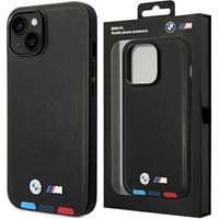 Etui BMW BMHMP14S22PTDK iPhone 14 6,1" czarny/black Leather Stamp Tricolor Magsafe