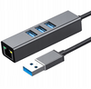 Adapter do komputera CO2, HUB 3.0 , 3 porty USB 3.0 Ethernet RJ45 Gigabit, dla Windows, MacOs, Linux 0113