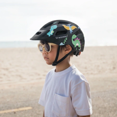 Kask rowerowy dziecięcy MTB Wozinsky z odpinanym daszkiem 48-52 cm - czarny