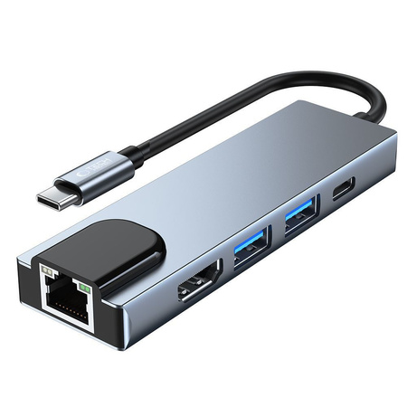 TECH-PROTECT V3-HUB ADAPTER 5IN1 DO LAPTOPA USB-C 4K HDMI Z PORTEM ETHERNET