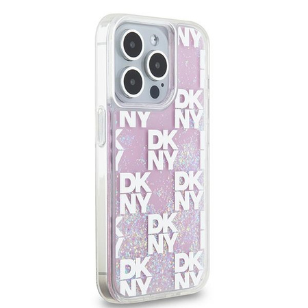DKNY ETUI HARDCASE DO IPHONE 15 PRO 6.1 LIQUID GLITTER MULTILOGO