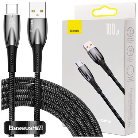 Baseus Glimmer Series kabel do szybkiego ładowania USB-A - USB-C 100W 480Mb/s 2m czarny